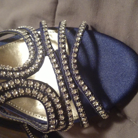 Royal Blue Fioni Night Rhinestone Strappy Heels - Picture 4 of 11